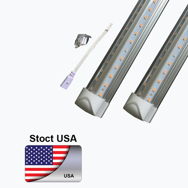 Integrate T8 LED Tube 8ft 6ft 5ft 4ft T8 LED Fluorescent Lamp Light Fit V Shape Cooler Door Lighting SMD2835 100LM/W AC85-265V