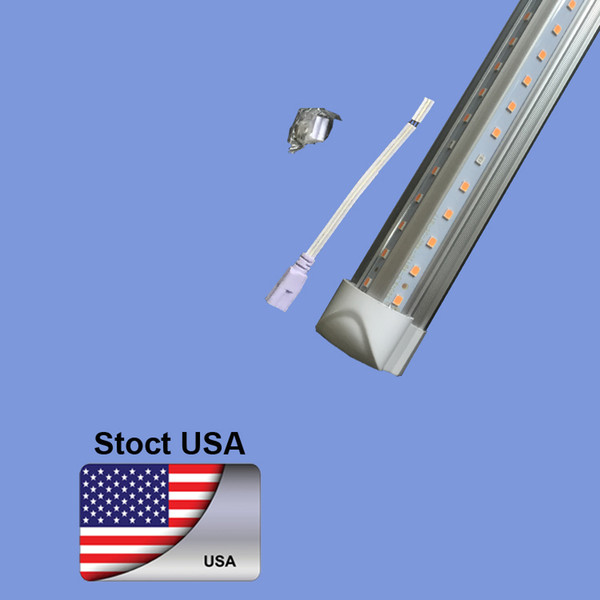 T8 Integrated Cooler Door 8ft 2.4m 2400mm 72W Led T8 V shaped LED Tube SMD2835 384pcs led 85-265V Fluorescent Lighting