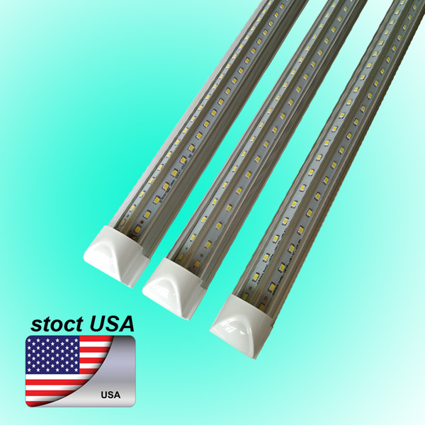 25-Pack, 8ft, 72W LED Tube Lights, Dual-sided V-shape Integrated, AC85-265V, SMD2835 Clear Cover, Cool White 6000K, LED Cooler Door Lights