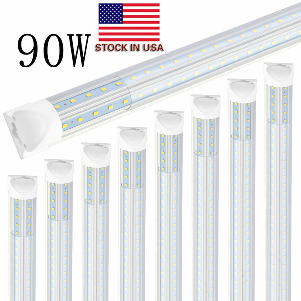 V-Shaped 2ft 3ft 4ft 5ft 6ft 8ft Cooler Door Led Tubes T8 Integrated Led Tubes Double Sides Led Lights 85-265V Stock In US