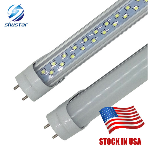 Us stock LED T8 Double row Tube 4FT 28W SMD 2835 G13 192LEDS light 1.2m 85-265V led fluorescent lighting