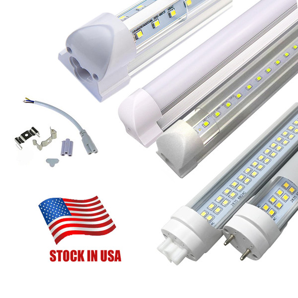 Stock In US + 4 feet LED Tubes SMD2835 4ft T8 G13 v-pattern YT Single Pin LED Tube Lights LED Fluorescent Tube Lamps 85-265V