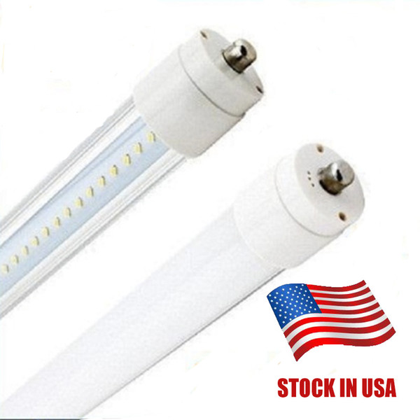 Stock In US + 8 feet led 8ft single pin t8 FA8 Single Pin LED Tube Lights 45W 4800Lm LED Fluorescent Tube Lamps 85-265V