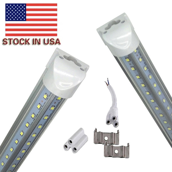 V-Shaped 2ft 3ft 4ft 5ft 6ft 8ft Cooler Door Led Tubes T8 Integrated Led Tubes Double Sides Led Lights 85-265V Stock In US