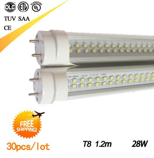 IN STOCK T8 LED Tubes 4ft 1.2m 1200mm Double row 2 line LED Tube Bulbs Lights Super Bright 28W AC110-265V