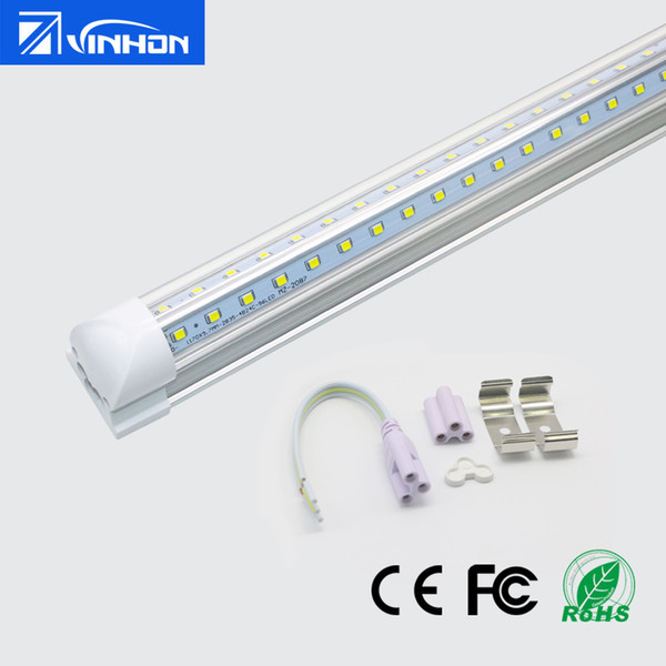 T8 V-shaped LED Tube Light 2ft 3ft 4ft T8 Integrated LED Tube 18W 24W 36W Fluorescent Tube With Clear Milky Striped Cover 16pcs