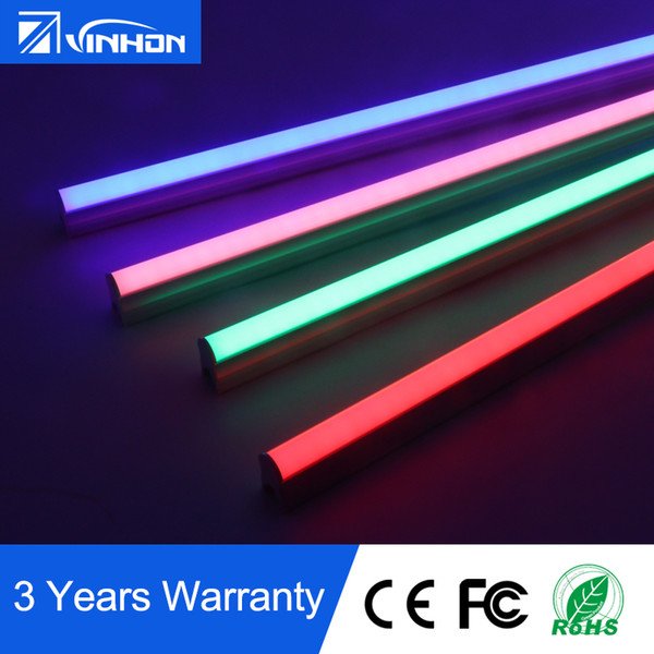 T5 Integrated LED Tube Pink Light 1ft 2ft 3ft Fluorescent Lamps Colorful LED Lights 5W 9W 13W Integrated Red Green Blue Tubes