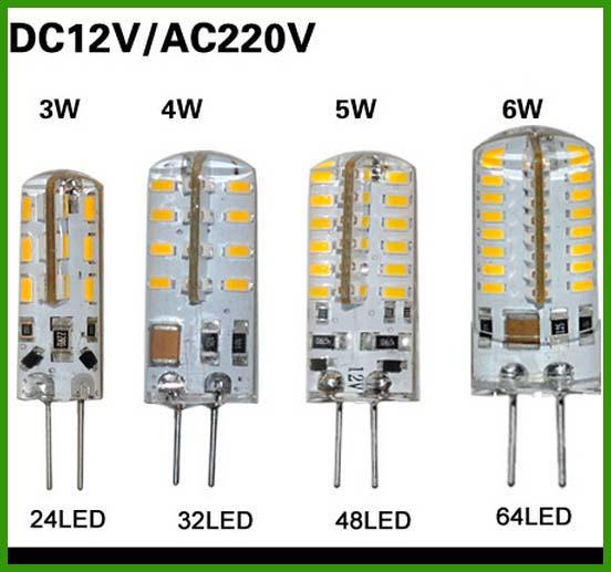 Hot Sales SMD 3014 G4 110V 3W 4W 5W 6W LED Corn Crystal lamp light DC 12V / AC 220V LED Bulb Chandelier 24LED 32LED 48LED 64LEDs