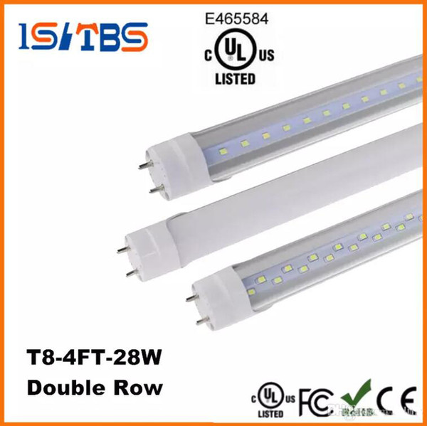 High quality LED T8 Tube 4FT 22W 28W SMD2835 192LEDS Light Lamp Bulb 4 feet 1.2m Double row 85-265V stock in US