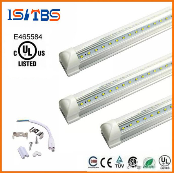 LED Tube 8FT V Shaped 4 Feet 5FT 6FT 8Feet LED T8 Integrated Tube Cooler Door Double Sides SMD2835 LED Fluorescent Tube Light