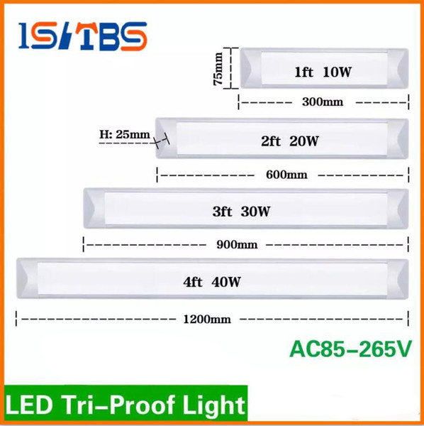 LED tubes 10W 20W 30W 40W 85~265V Surface Mounted Batten Double row Tubes Lights 2FT 4FT T8 Fixture Purificati LED tri-proof Light Tube