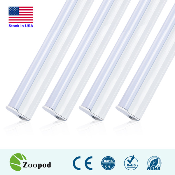 Zoopod T5 30Pack SMD2835 Integrated LED Bulbs Tubes 18W AC85V-265V Led Fluorescent Lights 4ft Milky Cover Warranty 3 Years