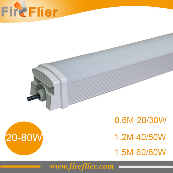 Free Shipping 6pcs 1500mm 1200mm 600mm triproof light led 20w food factory lamp 30w 40w 50w 60w 80w led tubes fixture waterproof