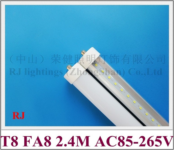 T8 FA8 LED tube light lamp LED fluorescent tube T8 2400mm FA8 SMD2835 192 led 40W AC 85V-265V input aluminum