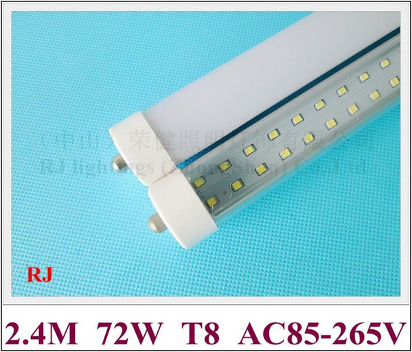 FA8 single pin T8 LED tube fluorescent LED tube bulb double row 2400mm SMD2835 384 led 72W ultra bright RJ-LTFA8-24-72U