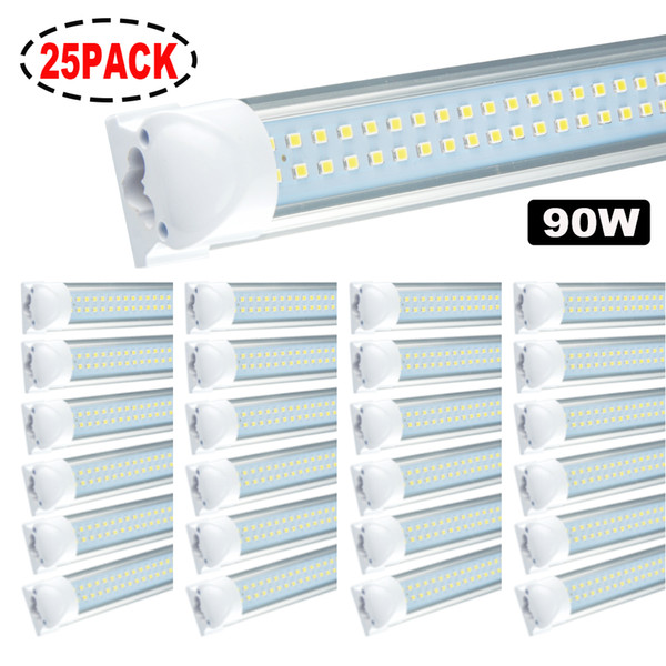 25Pack-8FT LED T8 Tubes Double Row 8 foot T8 integrated LED Light Bulbs 72W,90W 8500LM 2.4M SMD2835 led fluorescent lighting Lamps