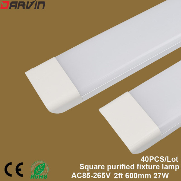 New Style! Led Clean Purification Tube Light 2ft 600mm 27W Led Flat Batten Light 3 Lines Led Tri-proof Lamp 170 Beam angle