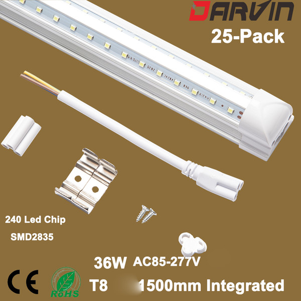 Wholesale Integrated V shade T8 Led Tube 32W 5 feets 150cm High Lumen With CE Rohs Approved Manufacture Price, Fee Shipping