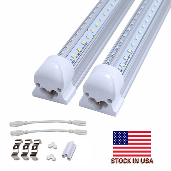 V-Shaped 2ft 3ft 4ft 5ft 6ft 8ft Cooler Door Led Tubes T8 Integrated Led Tubes Double Sides Led Lights 85-265V Stock In US