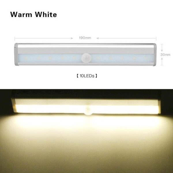 PIR Motion Sensor LED Cabinet light 6LEDs/10LEDs Portable Wall lamp Rigid Strip Bar Light for Cupboard Kitchen Wardrobe