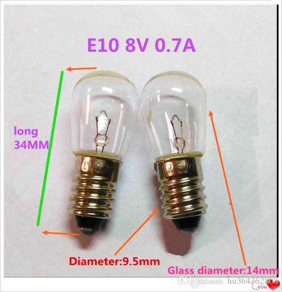 Bulbs e10 8v 0.7a Wholesale Halogen Bulbs E10 8V recessed screw 0.7A light 8V E10 screw base Halogen Bulbs flashlight bulb