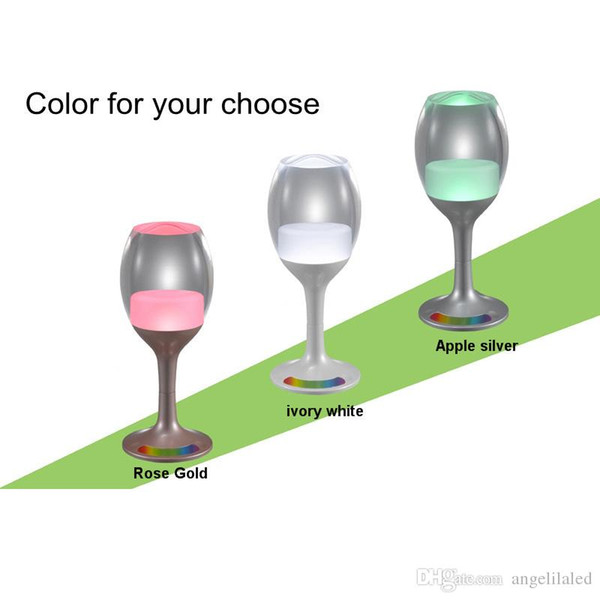 Wine Glasses Rechargeable LED Cup Night Light Decor Bar USB Charging Cord 7 Color Changing Base Novelty Lighting Touch Sensor LED Table Lamp