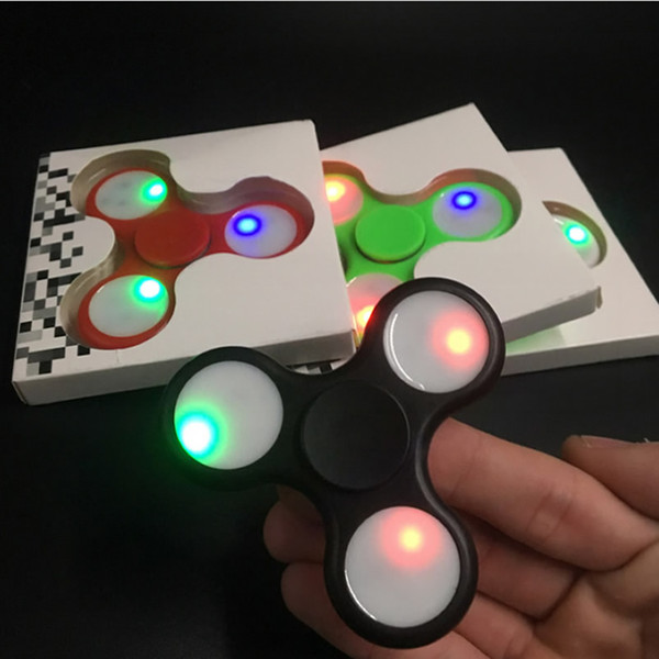 triangle LED Spinning top plastic LED Fidget Spinner Finger Fingertip Gyro Tri-Spinner Handspinner Fidget Toys EDC Decompression top