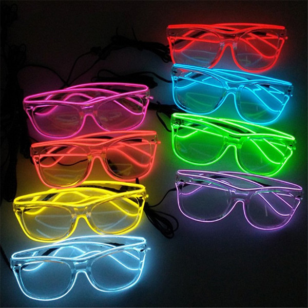 Transparent Frame EL Wire Sunglasses/Flashing EL Wire Glasses/ Lighting EL Glasses Single Color