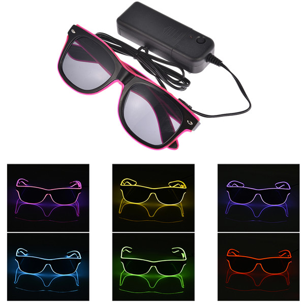 LED Flashing Glasses EL Wire LED Glasses Glowing Party Supplies Lighting Novelty Gift Bright Light Festival Party Glow Sunglasses