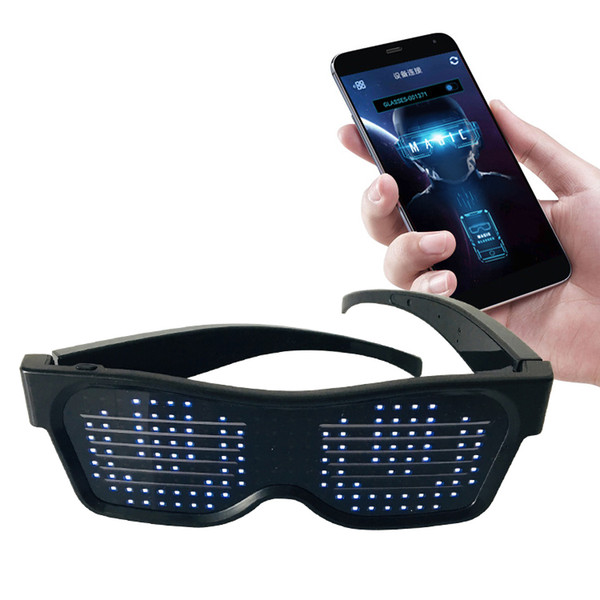 Customizable Bluetooth LED Glasses for Raves, Festivals, Fun, Parties, Sports, Costumes, EDM, Flashing - Display Messages, Animation,