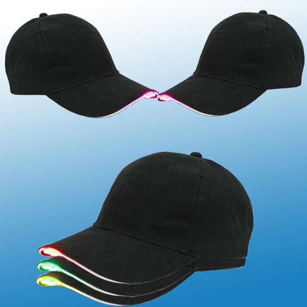 LED Baseball Caps Cotton Black Shining LED Light Ball Caps Glow In Dark Adjustable Snapback Hats Luminous Party Hats