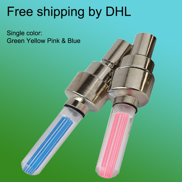 DHL free shipping Bicycle Wheel Flash Light, WCIC 4-Pack Bike Motorbicycle Tire Valve Cap Neon LED Flash Lamp