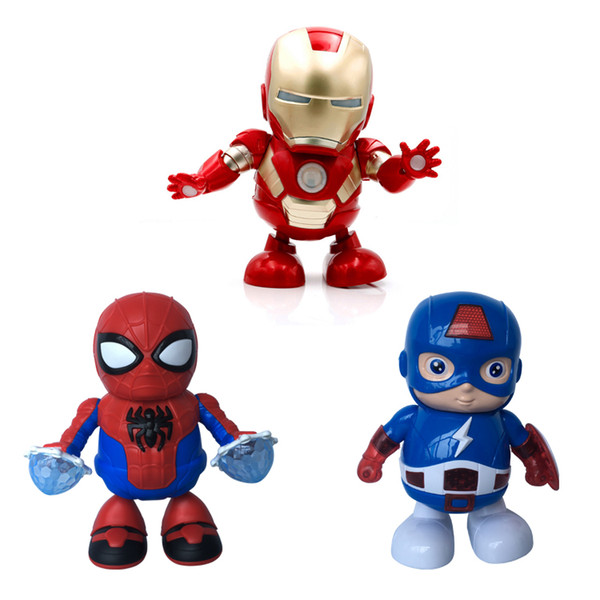 DANCE HERO Dancing Robots - Mini Dancing Iron Man Marvel Fingers Avengers Toys, Dancing Robot Lighting Electric Music Toy with