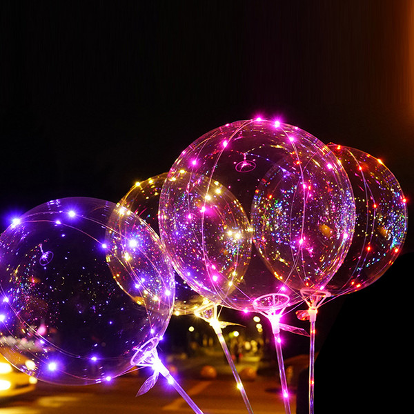 LED Light Up Balloons Multicolored for Kids 20 Inch Transparent Bobo Balloon with Flashing Lights Colorful Glowing Party Wedding Decoration