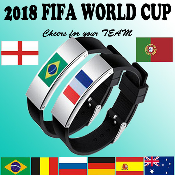 laser printing stainless steel National Flag silicon bracelet 2022world cup charm gifts cheers brazil germany