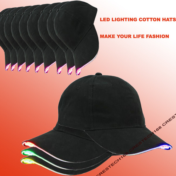 LED hats Hot Fashion Black Cotton Fabric LED Lighted Glow Club Party Hats Travel Baseball Cap