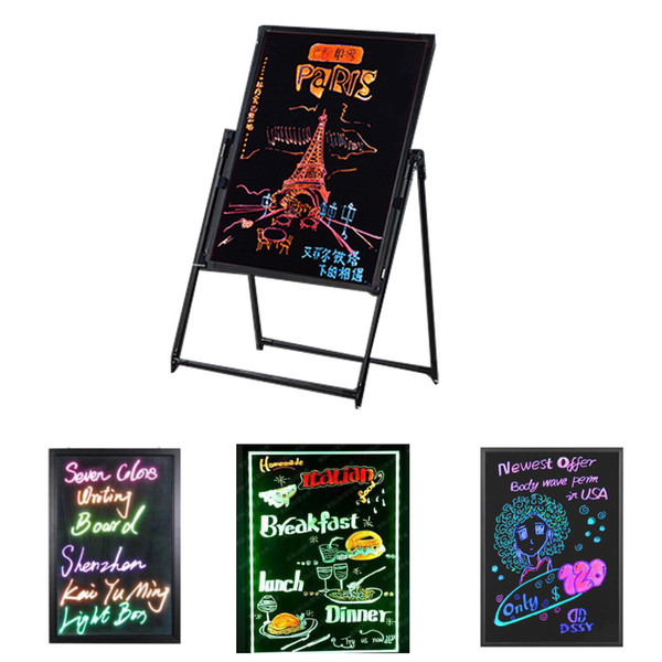 LED Message Writing Board Illuminated Erasable Neon Effect Restaurant Menu Sign with 8 colors Markers DIY Message chalkboard