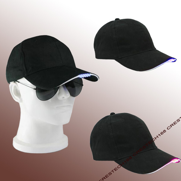 7 color for choose LED lighting fashion baesball hats Black Cotton Fabric Glow Club Party Hats Travel Baseball Cap