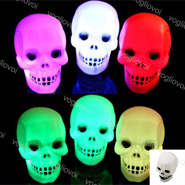 Halloween Decorations Skull Night Light Lamp Halloween Colorful Mini Decore Party Trick Gift LED Flash Lamp EUB