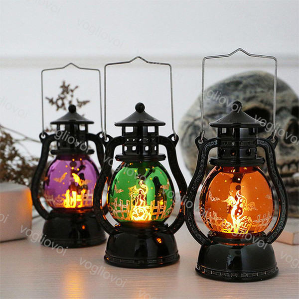 Halloween Decorations Storm Lantern Decoration Ghost Bat Pumpkin Individual Gift Box Packing KTV Bar Warm White Table Lamp DHL