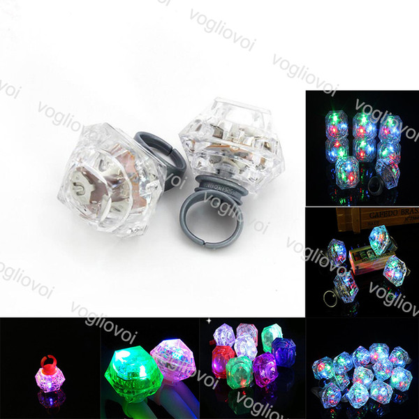 LED Diamond Ring Luminous Rings Emitting Products LED Flashing Light Ring Party Finger Lights Halloween Christmas Festival Light EPACKET