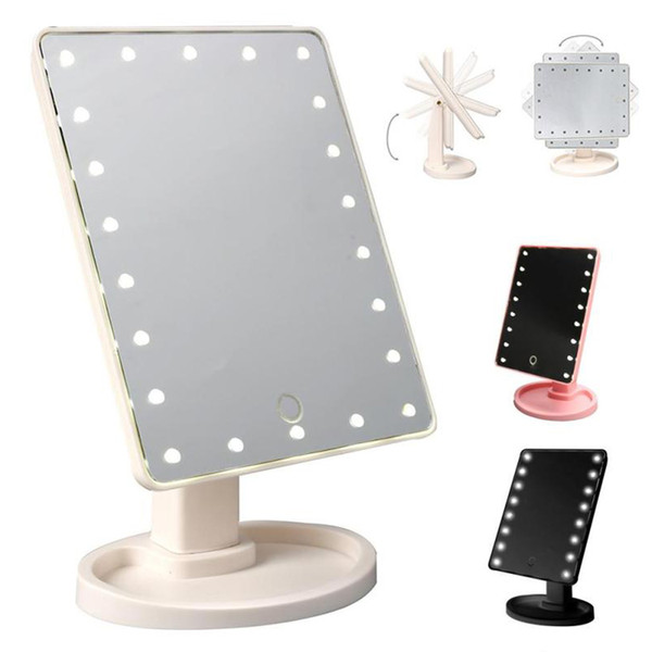 led Mirror Light LED Make Up Mirror 360 Degree Rotation Touch Screen Cosmetic Mirror Folding Portable Compact With 16/22 LED Lights