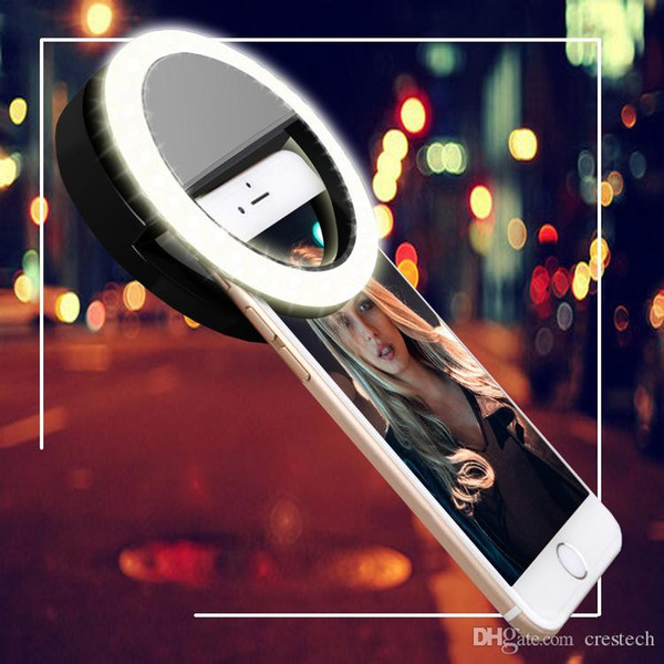 Mobile Phone LED Ring Selfie Light Mirror Supplementary Lighting Night Darkness Selfie Enhancing for Photography for with charging cable