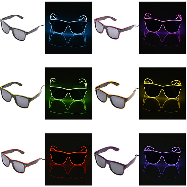 LED EL Wire Glasses Light Up Glow Sunglasses Eyewear Shades for Nightclub Party LED flashing glasses