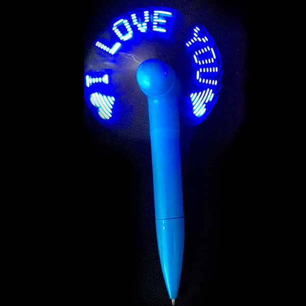 LED Flashing Message pen Fan,Mini Light up LED Luminous Fan Pen,keep cool this summer Novelty Gift 2018 new.