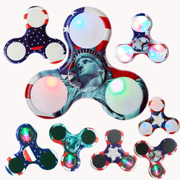 Amercia Colorful LED fidget Spinner plastic New Fidget Spinner Finger Fingertip Gyro Tri-Spinner Handspinner Fidget Toys EDC