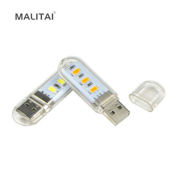 Novelty Mini USB LED lamp Book lights 3 LEDs 5730 SMD 1.5w Camping Bulb For PC Laptops Notebook Reading Night light