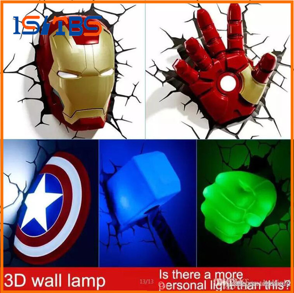 Marvel avengers LED bedside bedroom living room 3D creative wall lamp decorated with lights night light