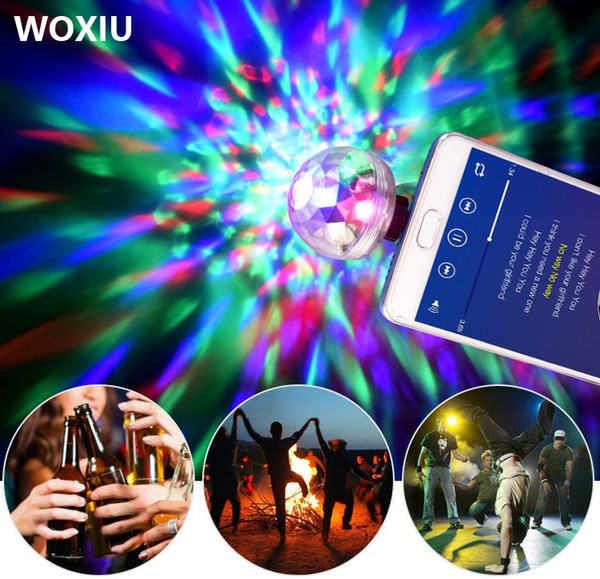 WOXIU led Voice control small magic ball light RGB mobile phone usb crystal magic ball stage light 3w mini colorful lights