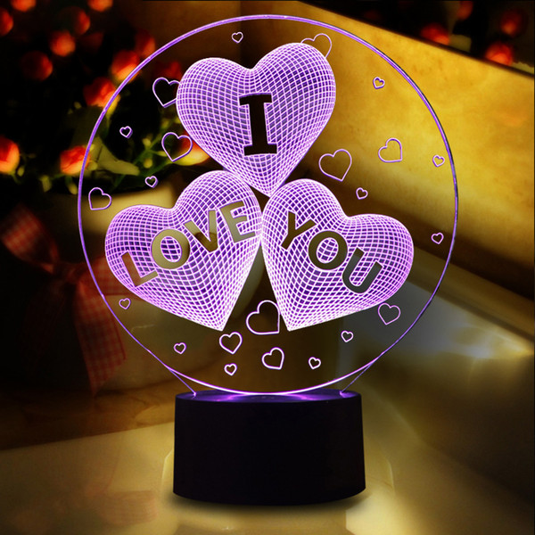 Magical Optical Illusion 3D LED Night Light USB Table Lamp Novelty Atmosphere Light Touch Button Gift for Valentine's Day